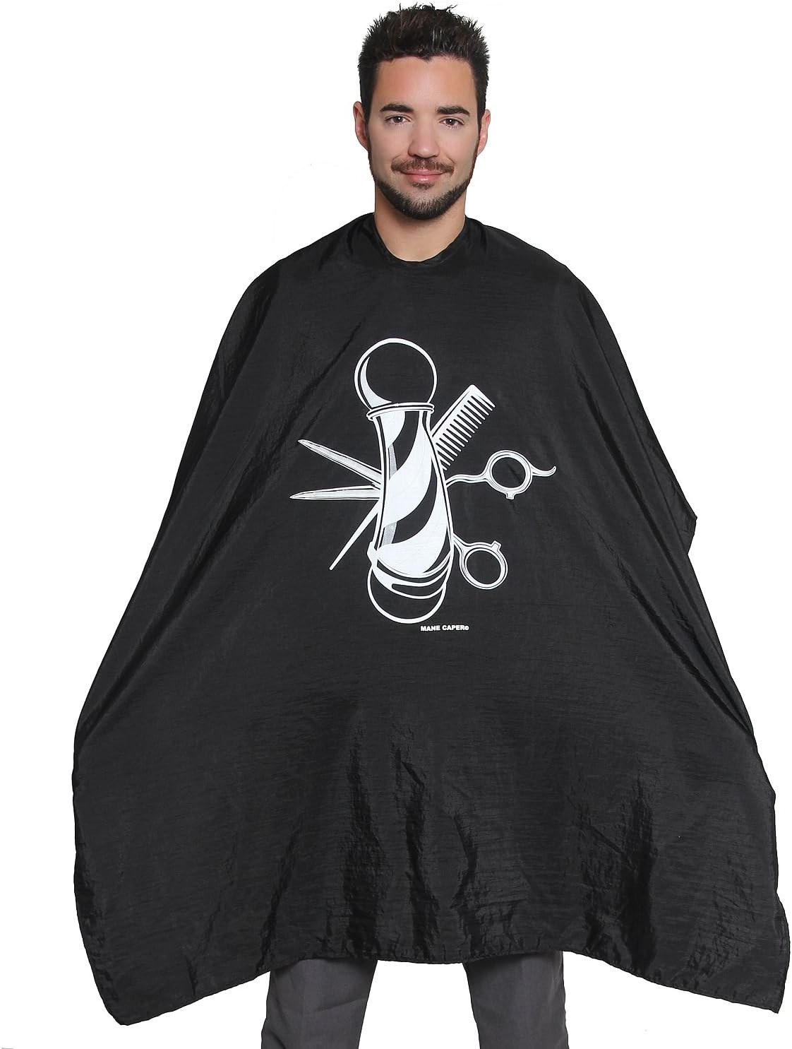 Mane Caper Barber with Classic Design-Professional Nylon Salon Has Perfect Fit Because Of The Snap Closure Excellent for Cutting Hair at Home, Barbershop or Hair Salon