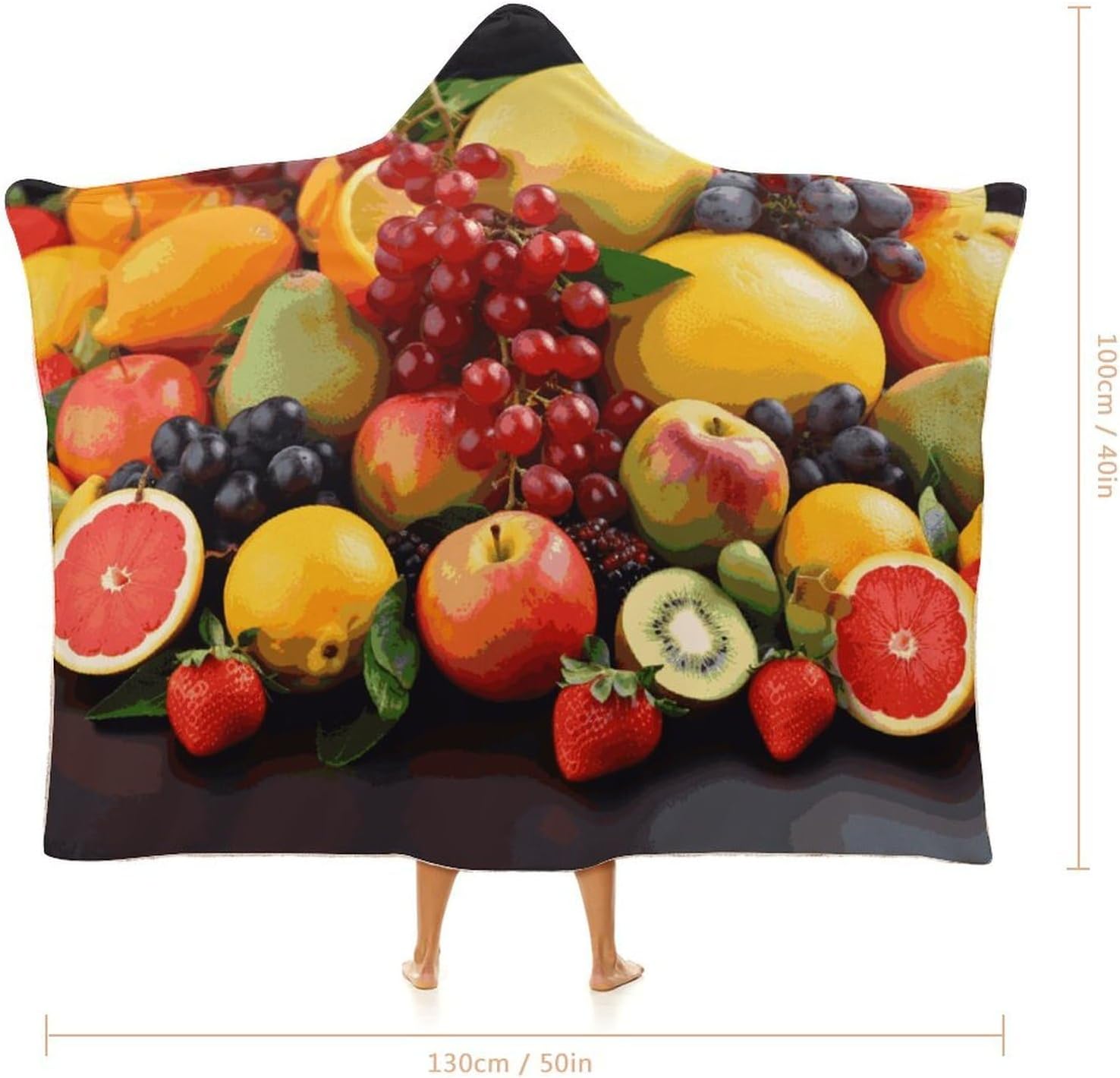 Fresh Fruits Hooded Blanket Cozy And Functional,Wearable Blanket Hoodie for Women Men,Blanket Poncho Presents40 x50