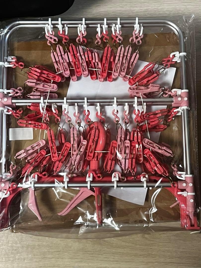 ピンク 干し分け アルミハンガー 52P 引っ張るだけ ピンチハンガー