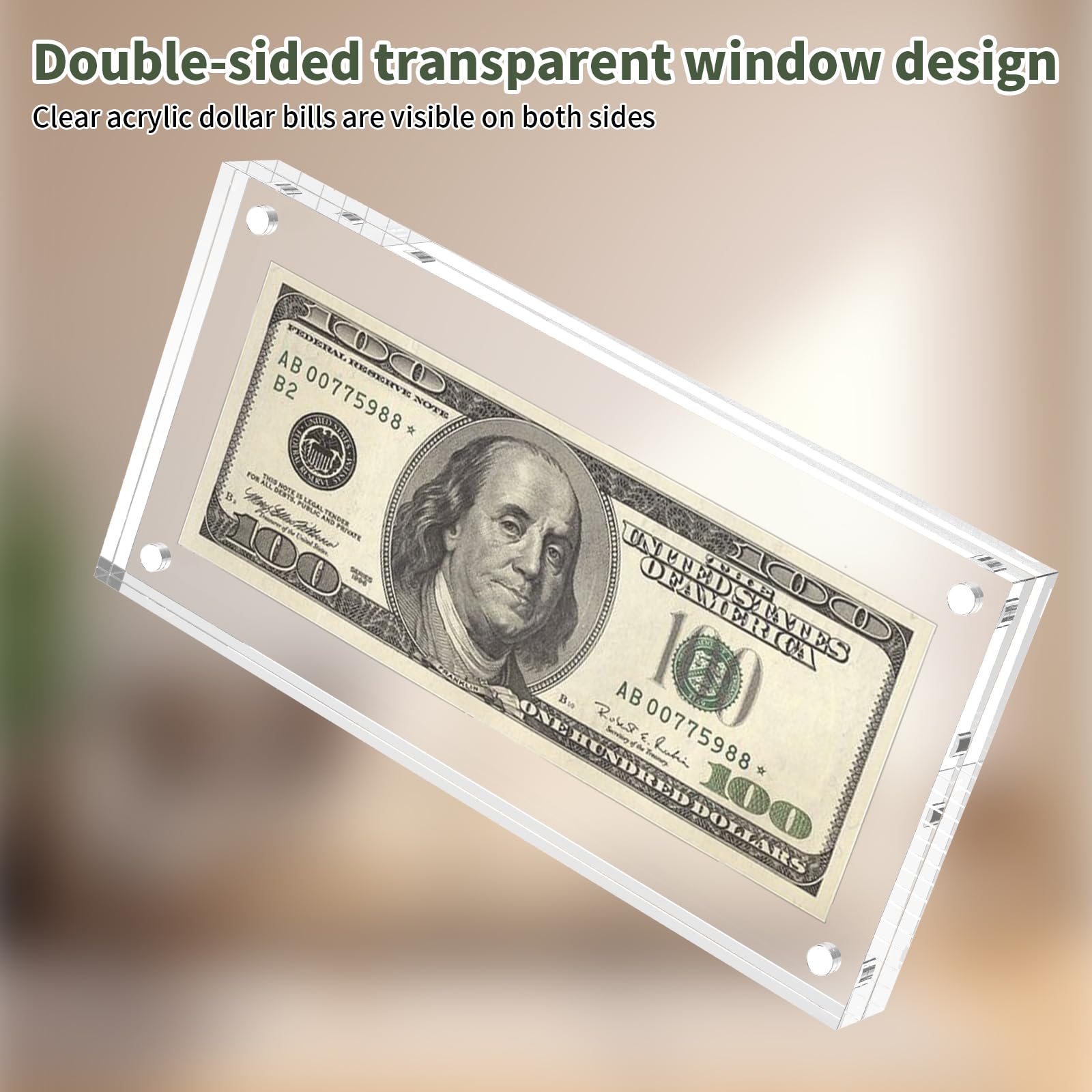 Espositore Per Banconote In Acrilico Trasparente, Porta Banconote Magnetico 19,5x9,5 Cm, Vetrina Per Collezionismo - 5