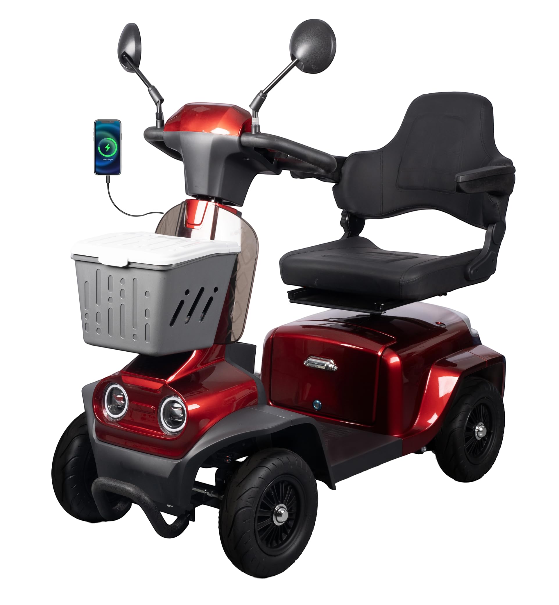 Scooter de movilidad para personas mayores y adultos, capacidad de 500 lb, silla eléctrica resistente de 4 ruedas, viaje rápido todo terreno, dispositivo de silla de ruedas a batería de largo alc