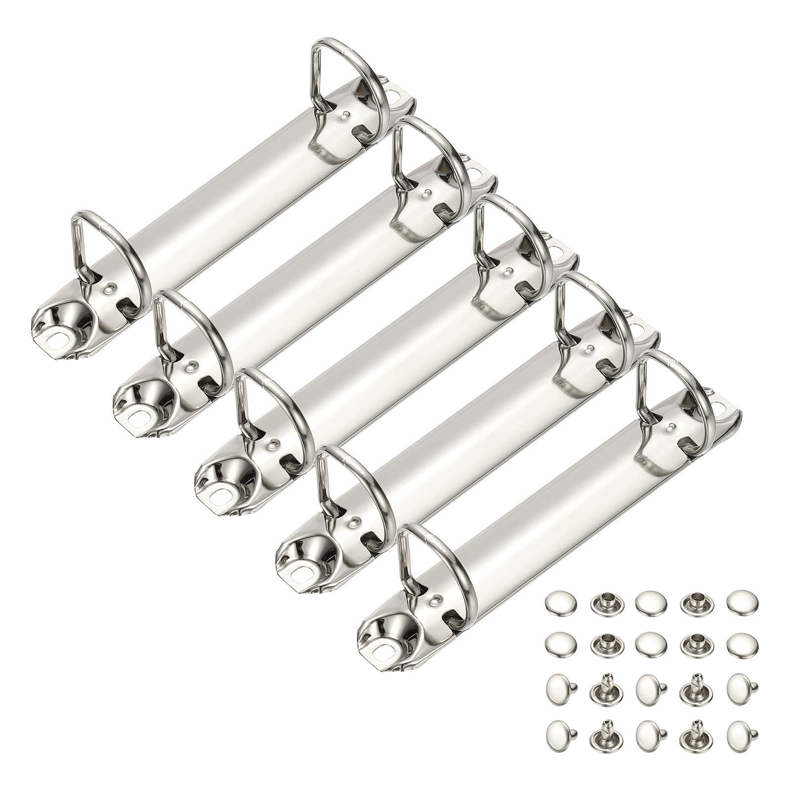 PATIKIL B7 2 Hole Ring Binder Mechanisms, 5 Set 0.79" D Ring Replacement Binder Planner Loose Leaf Binding Spines for Organizers DIY Fill Paper Storage Folder Accessories, 20mm Silver Tone — image 1