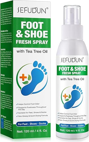Spray de aceite de árbol de té para pies, control de olores y alivio de picazón con aceite de árbol de té, 4 onzas, desodorante natural para pies