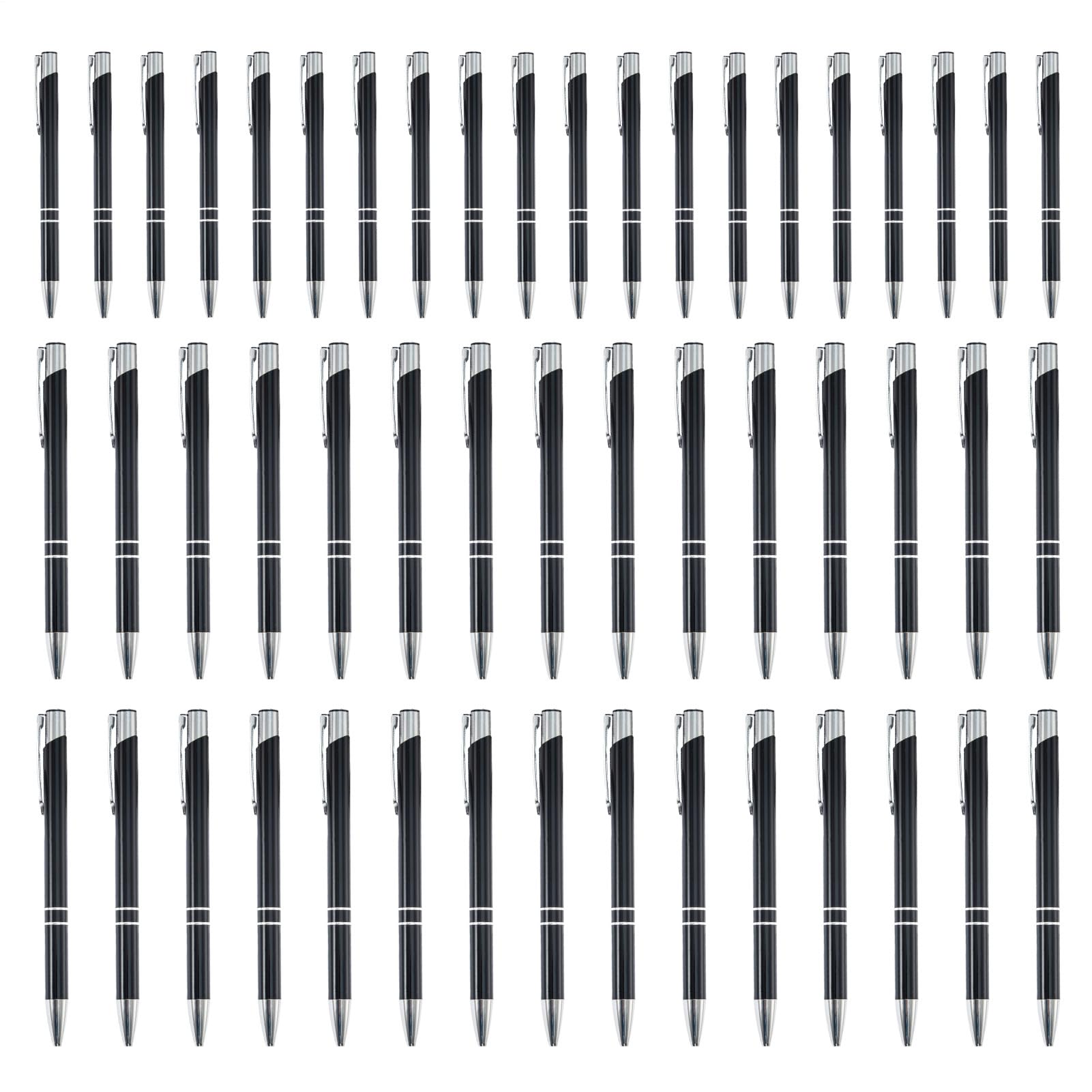 Executive Pen, 50 penne in metallo, cancelleria alla moda con clip argentata, strumento di scrittura multifunzionale, ideale per affari, scuola, viaggi, casa, insegnanti, 13,9 x 0,9 cm