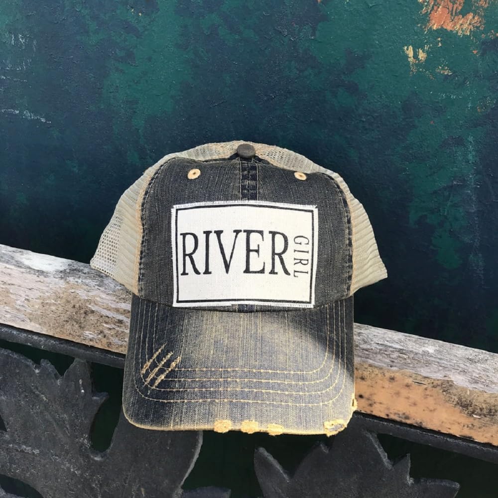 VINTAGE LIFE River Girl Distressed Trucker Cap, Blue Denim, Cotton, Polyester, Indoor, Outdoor - Image 6