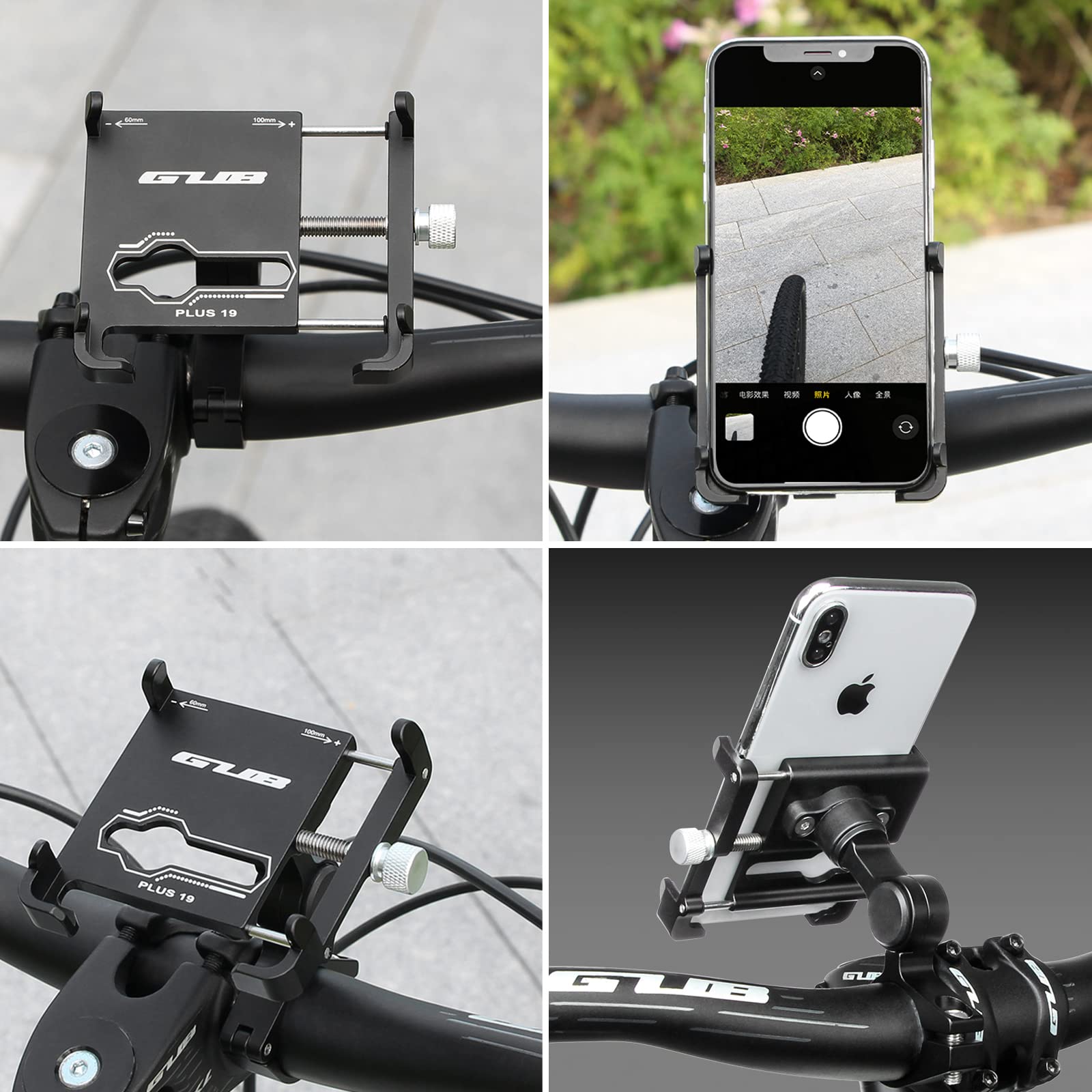 Soporte Teléfono Móvil Motocicleta, Soporte Smartphone Bicicleta, Aleación de Aluminio 360° Ajuste Giratorio Universal Manillar Bicicleta (para Teléfono 3.5"-7.2" Pulgadas)