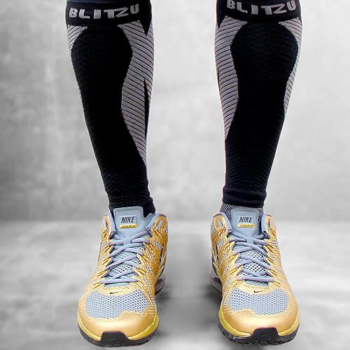 Miniatura 8 de Blitzu Mangas de compresión para pantorrillas, para mujeres y hombres, soporte para pantorrillas y espinillas, alivio del dolor