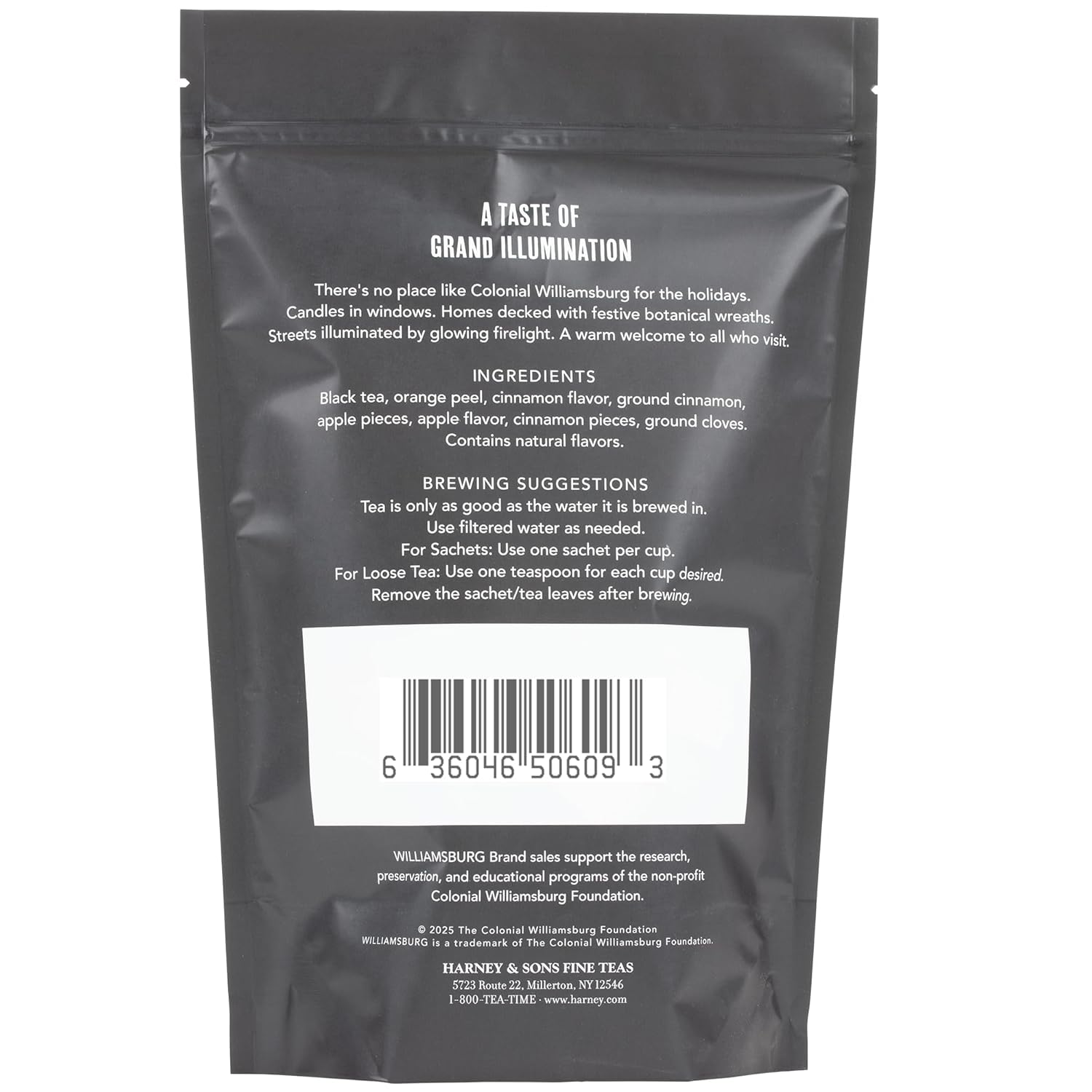 Harney & Sons Holiday Heritage Colonial Williamsburg Blend | Black Tea with Warm Apple, Cinnamon, and Orange Peel, 50 sachet bag