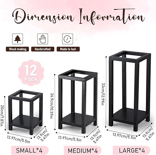 Miniatura 2 de Geelin Juego de 12 faroles de madera para decoración de boda, farol de granja, portavelas para mesa, farol de madera para boda, fiesta, baby shower,