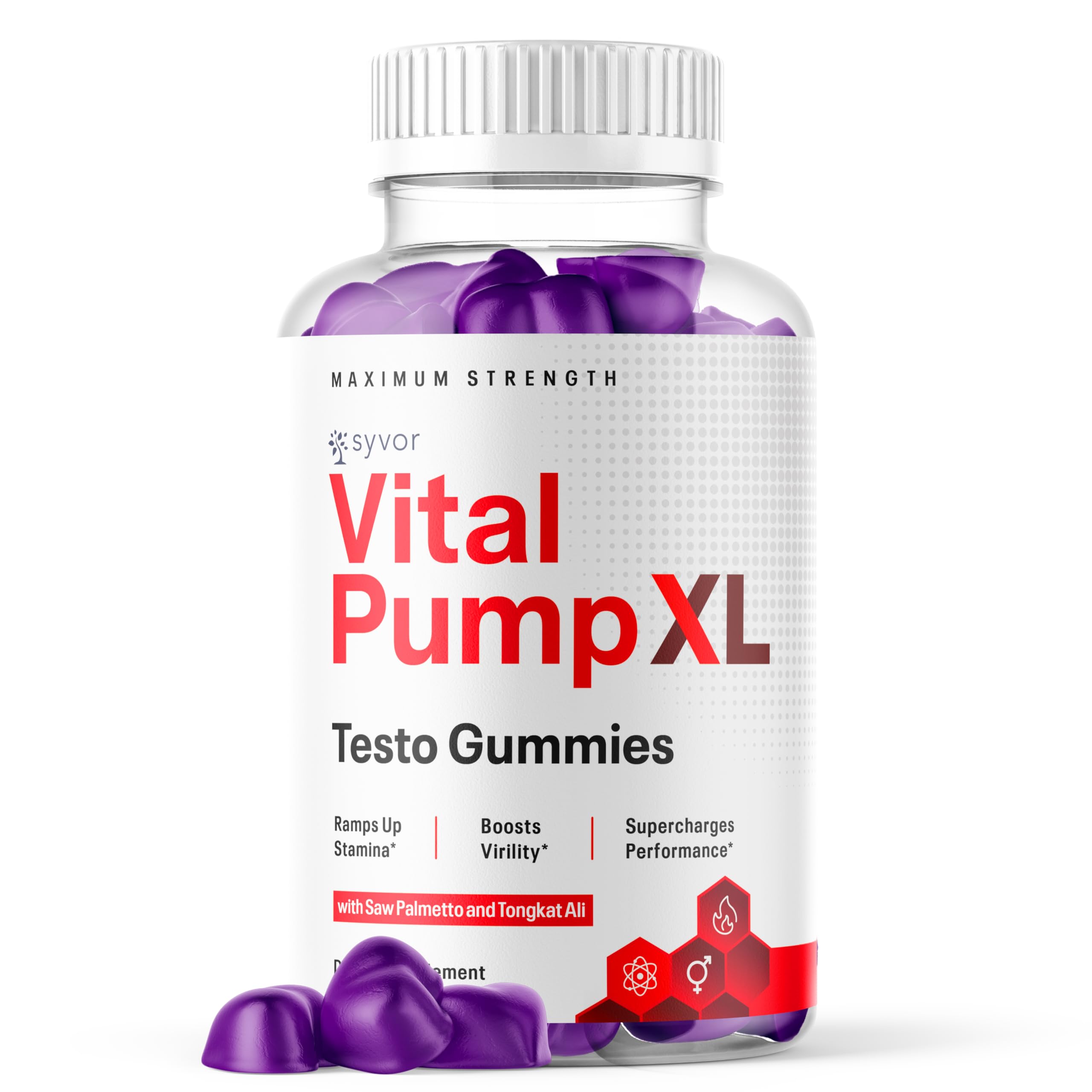 Vital Pump XL Testo Gummies, Official Vital Pump XL Male Performance Gummys with All Natural Ingredients, Advanced Supplement with Maximum Strength Vitamins for Your Active Lifestyle (60 Gummies)