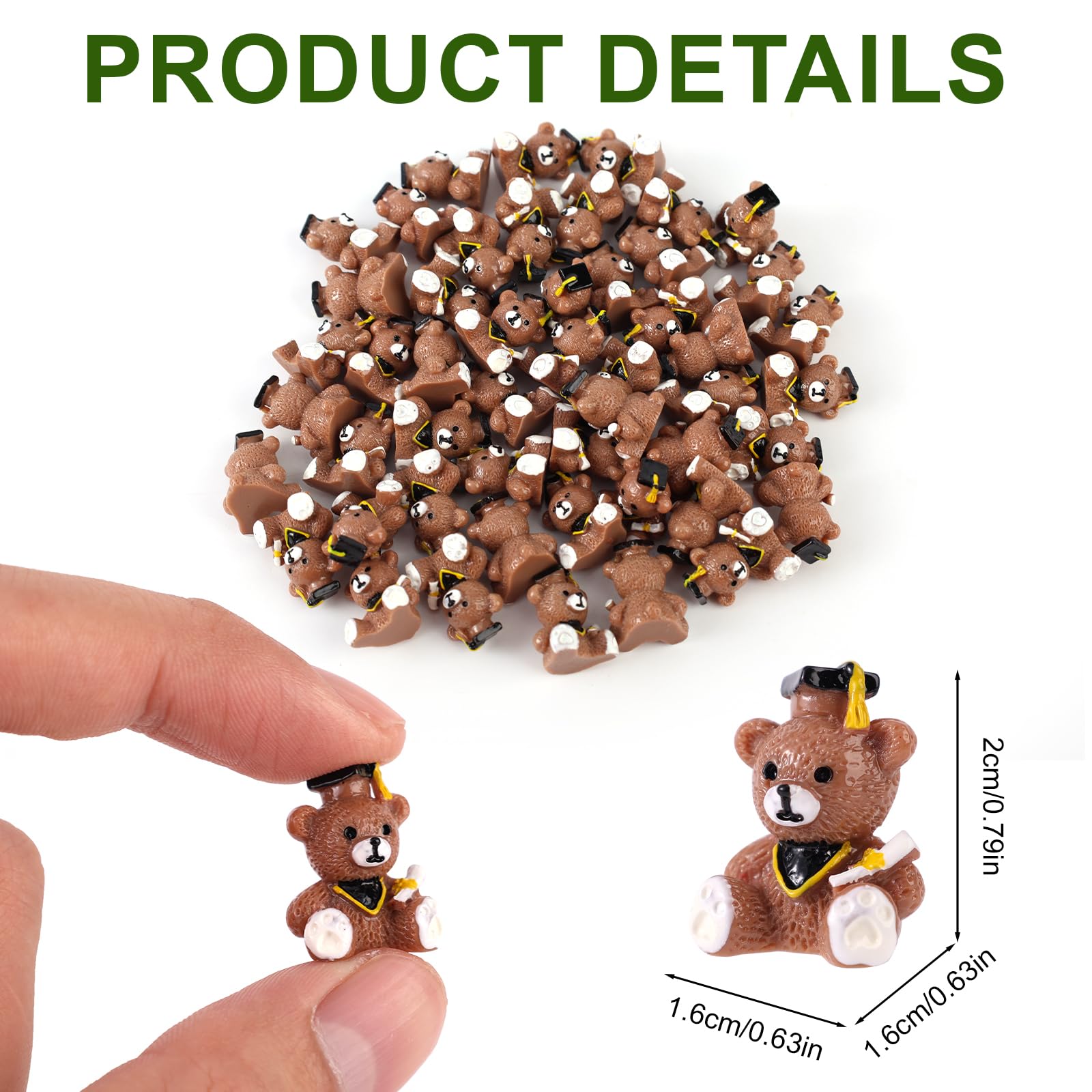 Lyreh 50pcs Graduation Resin Bear, Cute Mini Resin Teddy Bears Wearing A Graduation Tassel Hat Holding Scroll Perfect Decoration Accessory for Car Fairy Garden Landscape Doll house DIY Gift - Image 2