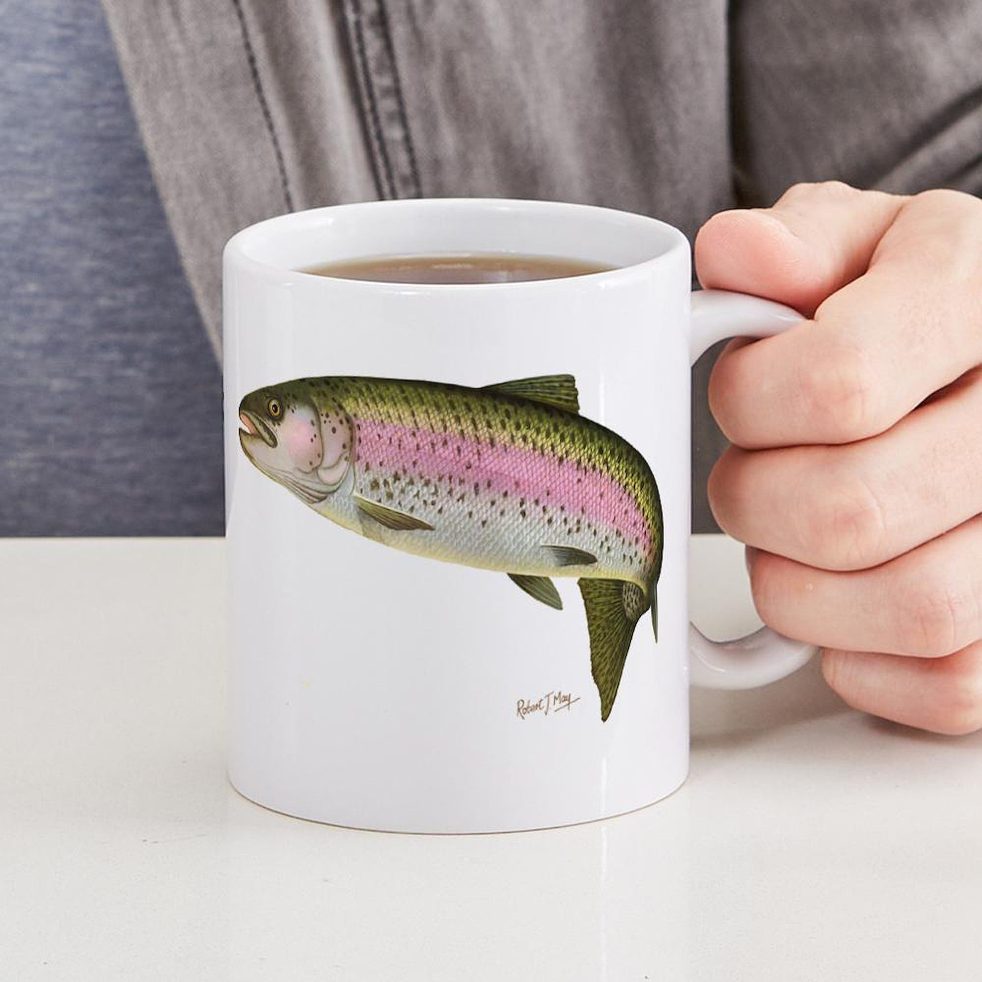 Amazon.com | CafePress Rainbow Trout Mug 11 oz (325 ml) Ceramic Coffee Mug: Coffee  Cups & Mugs