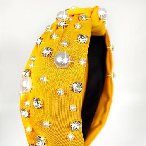 Miniatura 5 de NINTHVEEN Accesorios para el cabello de moda para mujer, diadema anudada, diadema de perlas para niñas, con cuentas de diamantes de imitación,