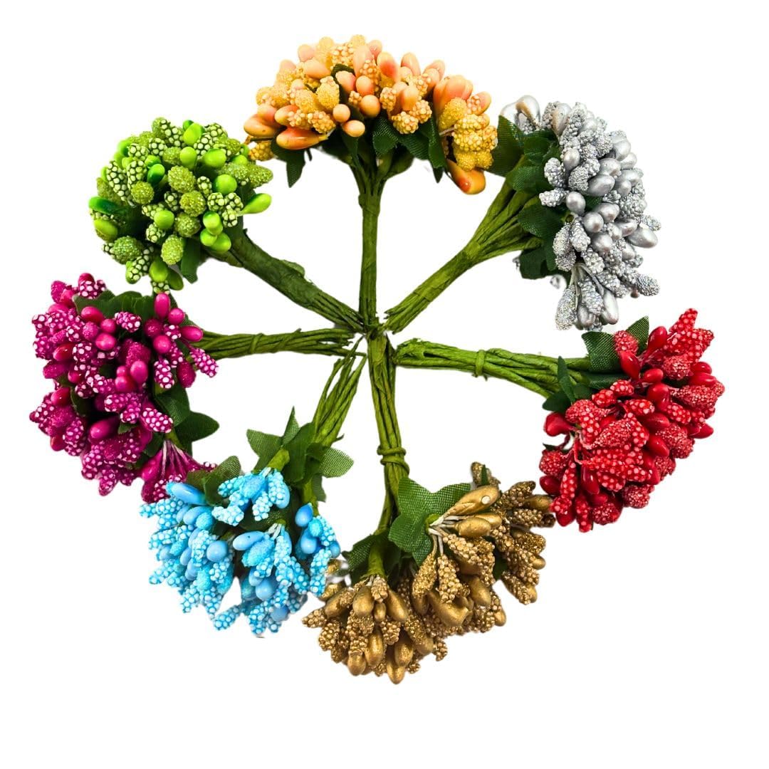 MSGH Artificial 3 Mm Matte Flower Stamen for DIY Scrapbooking Pistil Cake Craft Wedding Home Decoration (Pack of 72) (Multi)-image-26