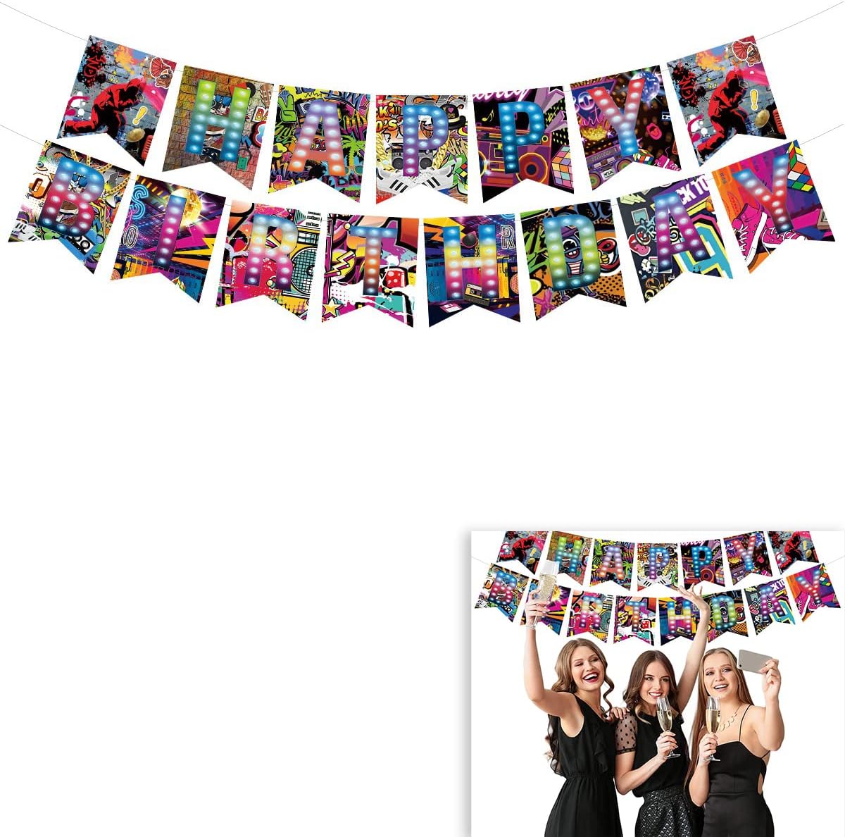 Disco Banner for Happy Birthday Hip Hop Themed Garland 50S