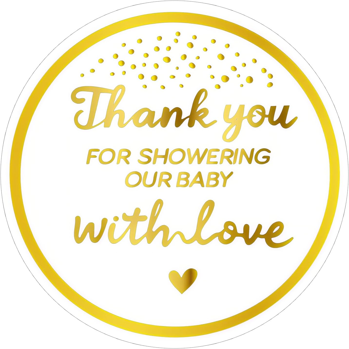 120 Pcs Baby Shower Thank You Stickers, Thank You for Showering Our Baby with Love Stickers, Self-Adhesive Round Gold Sticker Labels for Babies Shower, Envelope Seals, Party Favors