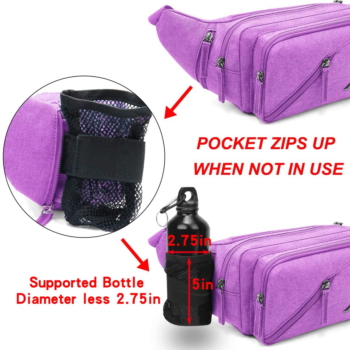 Fanny Pack Riñonera Impermeable para Hombres Mujeres Riñonera con Soporte para Botella de Agua Cinturón Ajustable Adecuado para Entrenamiento al Aire Libre Viajes Senderismo