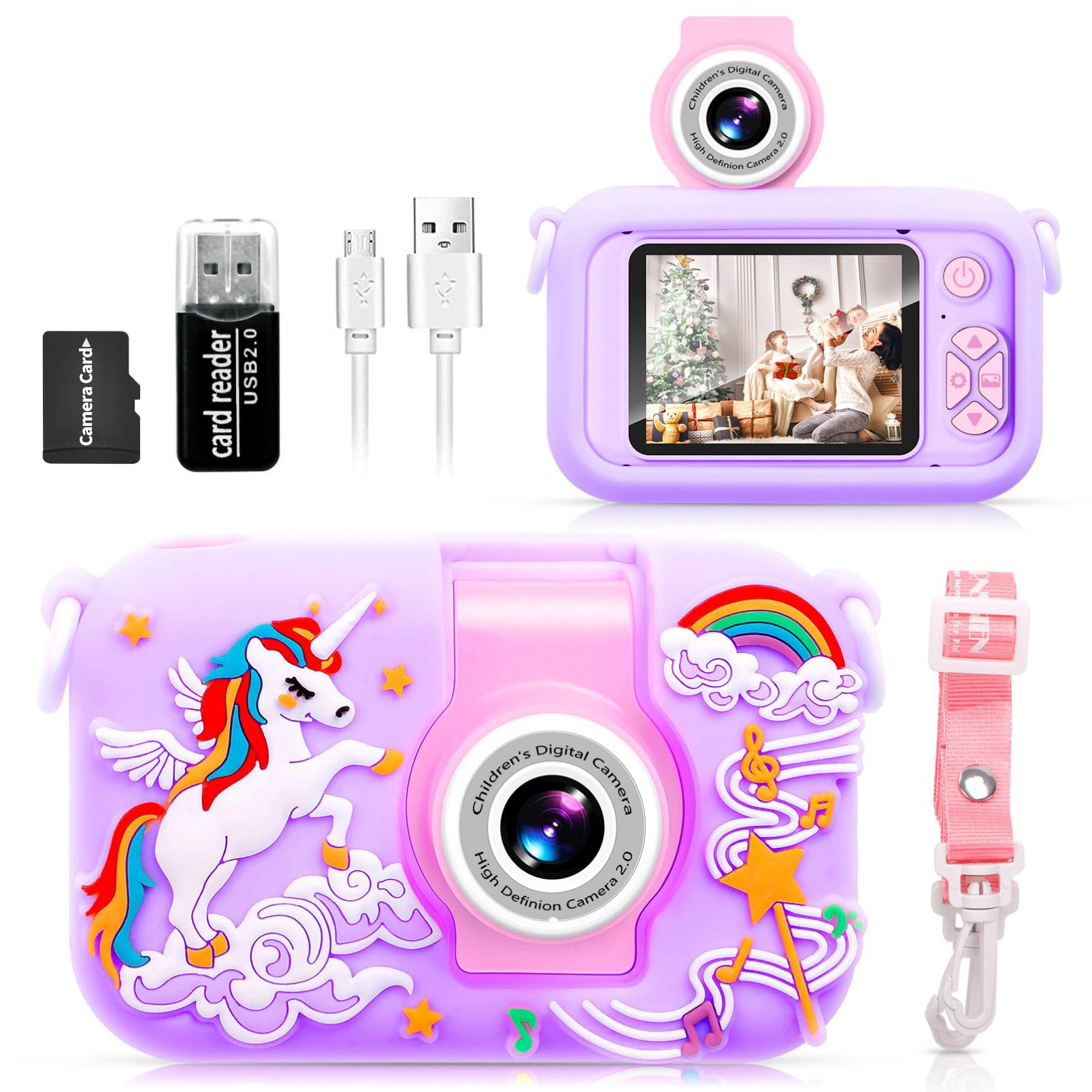 ARNSSIEN Macchina Fotografica Bambini, 2,4" Fotocamera Bambini con180 °Flip Len, Fotocamera Digitale Videocamera Regalo Bambino e Bambina 3 4 5 6 7 8 9 10 11 12 anni,Regalo di Compleanno e Natale,X101