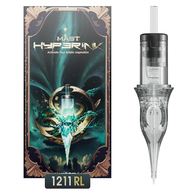 Cartuchos de Agulhas para Tatuagem MAST TATTOO Mast Hyperink 1211RL Round Liner, Pacote com 20