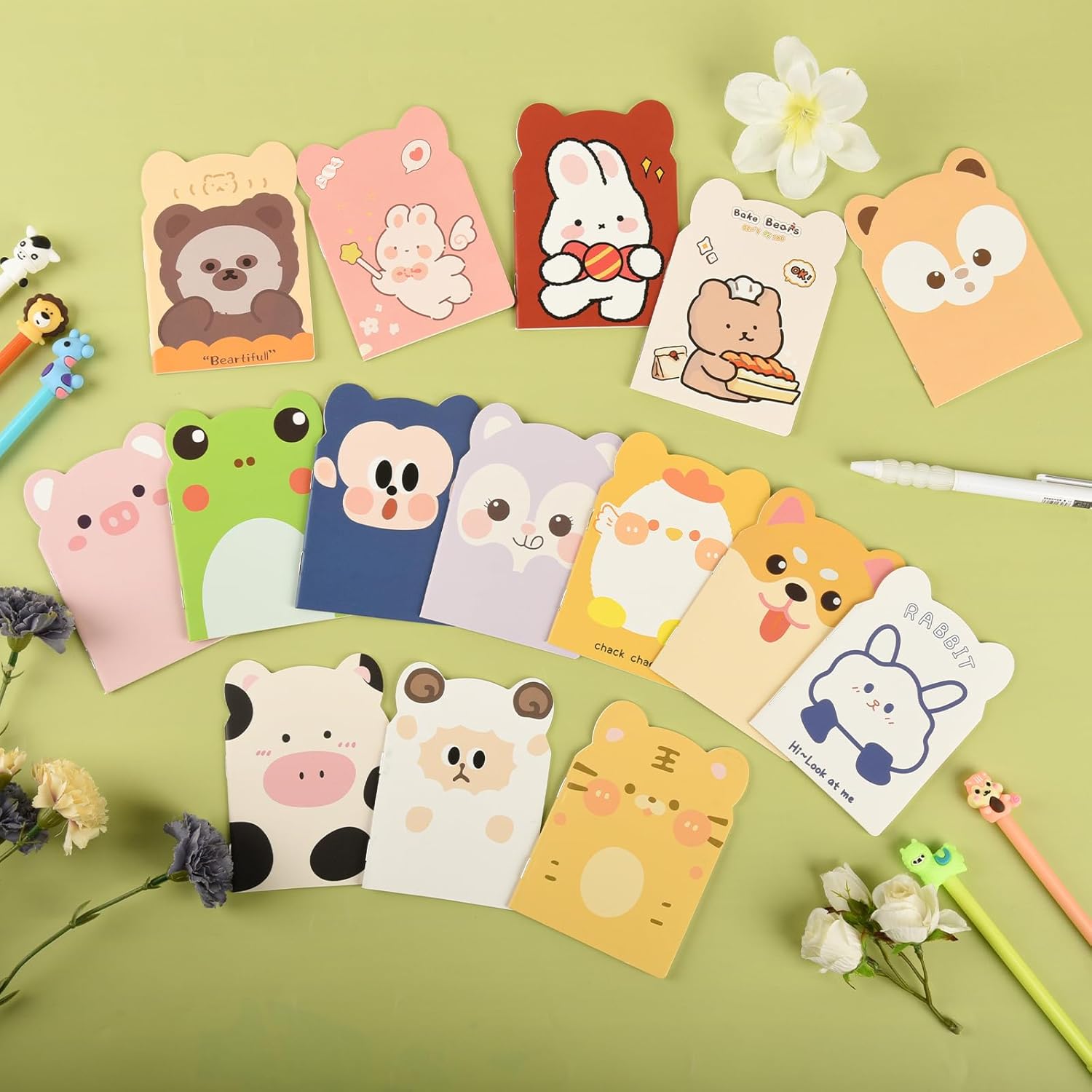 100 Packs Mini Notebooks for School Mini Cute Animal Notebooks Mini Notebooks Bulk for Christmas Day Office Classroom prizes College Ruled Pages(Cartoon Animals) - Image 4