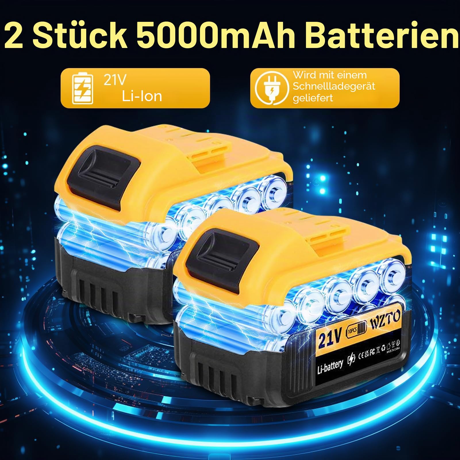 Akku Winkelschleifer, 21V Winkelschleifer Akku mit 2x500mAh Akku, 125mm Scheibendurchmesser, 45mm Schnitttiefe, Schleifplatte, Schleifblatt, Ladegerät, für Stein, Metall, Beton und Fliesen