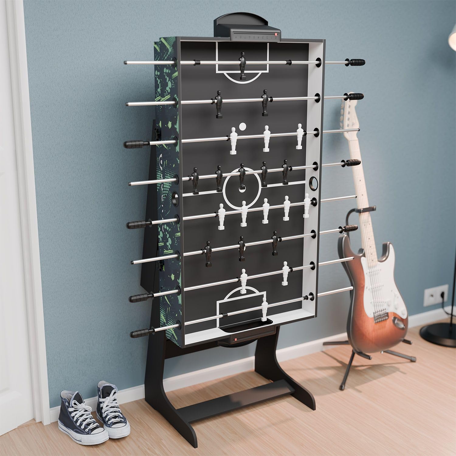 Juskys 5in1 Spieltisch Ballzauber - Multifunktionstisch klappbar mit Tischtennisplatte, Tischkicker, Billardtisch, Hockey & Basketball