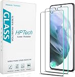 [2 Boîte] HPTech Protecteur d'écran pour Samsung Galaxy S24 5G 6.2 Inch Verre trempé, lecteur d'empreintes digitales de soutien, anti-égratignure, boîte