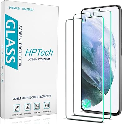 HPTech (2 Pack) Designed For Samsung Galaxy S22 5G 6.1-inch Tempered Glass Screen Protector, Supports Fingerprint Recognition, 0.15mm, Anti Scratch, Bubble Free, Case Friendly