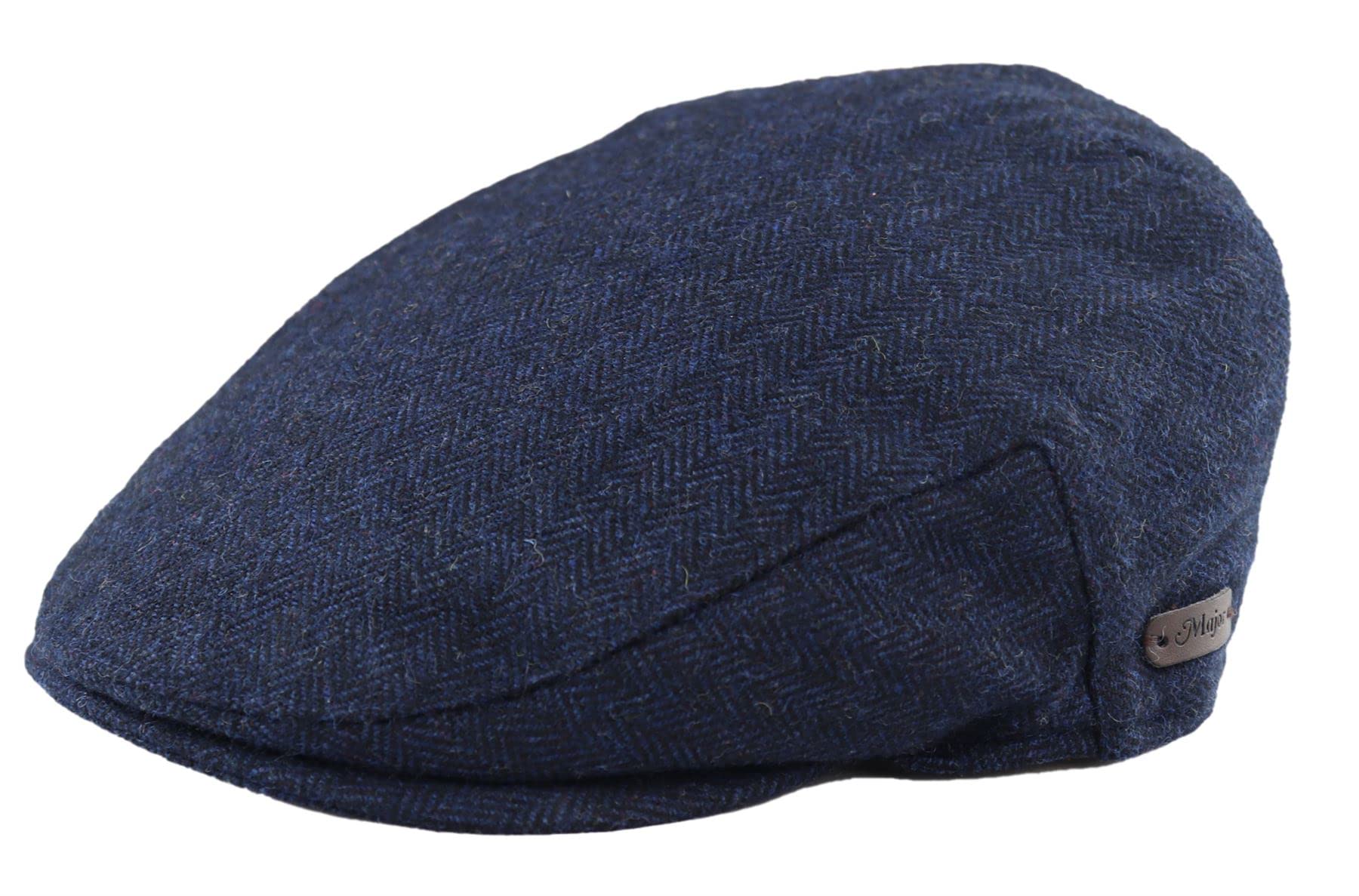 TruClothing Mens Flat Cap Wool Herringbone Tweed Vintage Classic 1920s Unisex Del Boy - Navy M