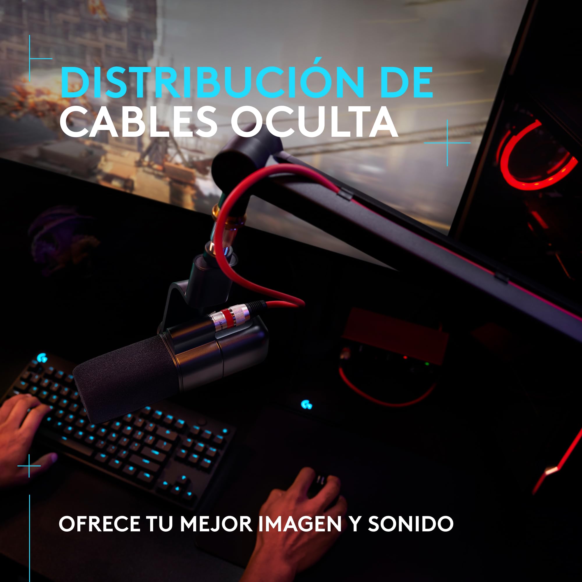 Logitech G Compass, articulado para micrófono para difusión | Resortes internos, distribución de cables integrada, grabación, gaming, streaming - Negro