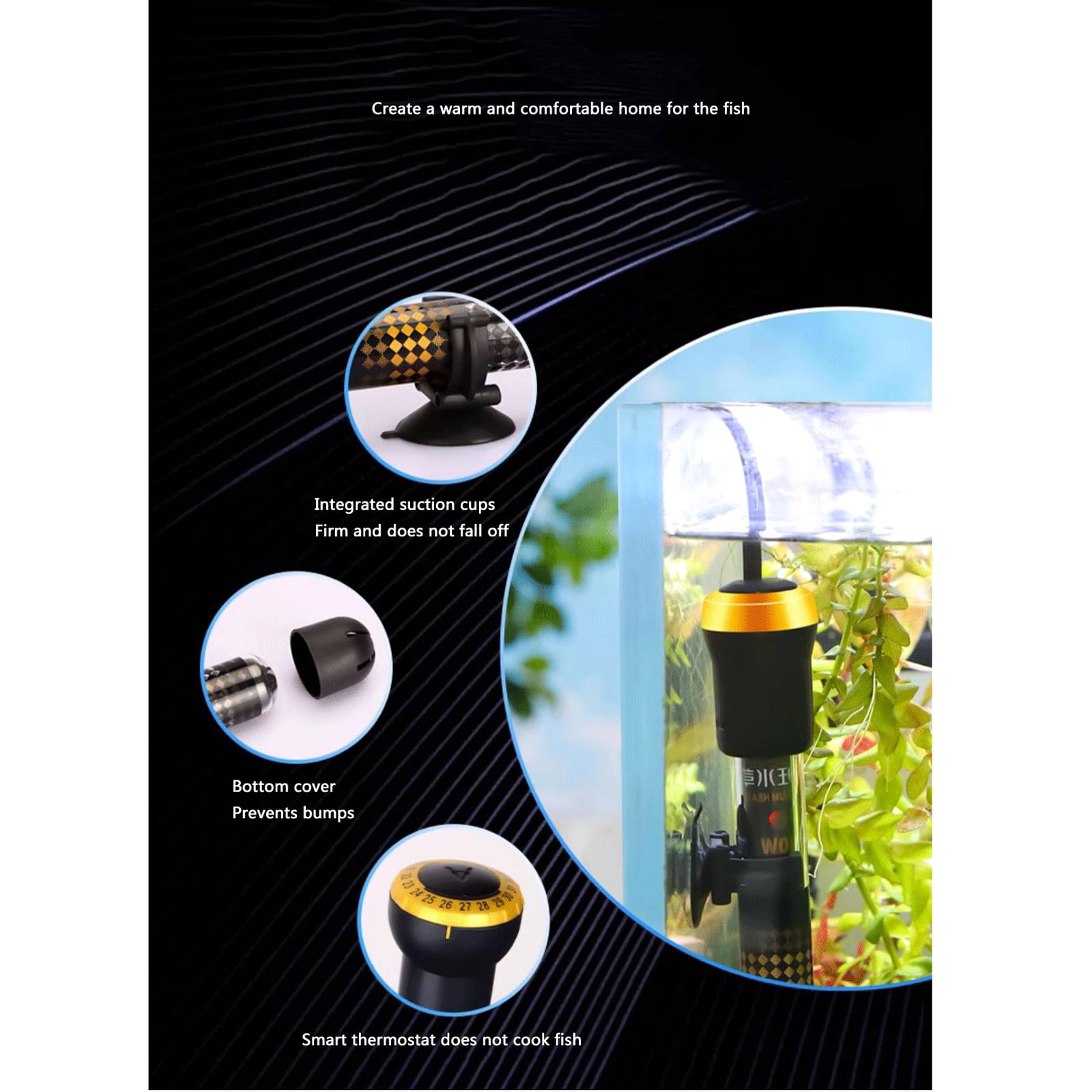 Varilla calefactora para Tanque de Peces, Temperatura Constante, Ahorro de energía, Varilla calefactora para Tanque de Tortuga, Calentador a Prueba de explosiones, 50W (200W)