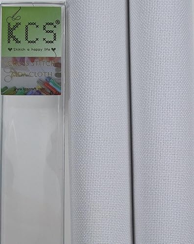 Miniatura 114 de KCS 2 piezas de tela de algodón Aida de punto de cruz contado de 15" x 18" para bordado (Lino, 14CT)