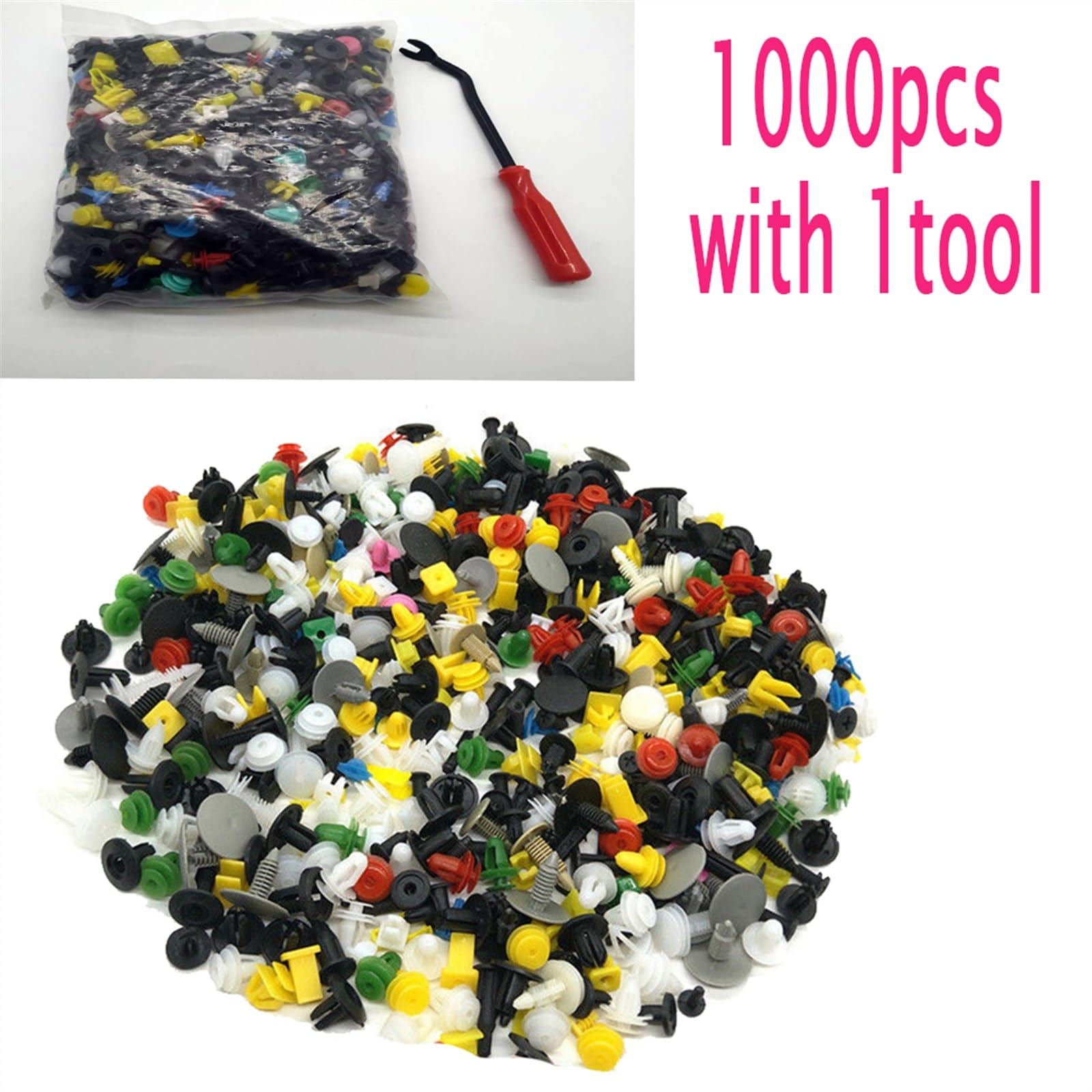 Schraubenzubehör 30 Arten Universal Mixed Auto Fastener Stoßstange Clips Retainer Niet Tür Panel Liner Für(1000pcs with 1tool)
