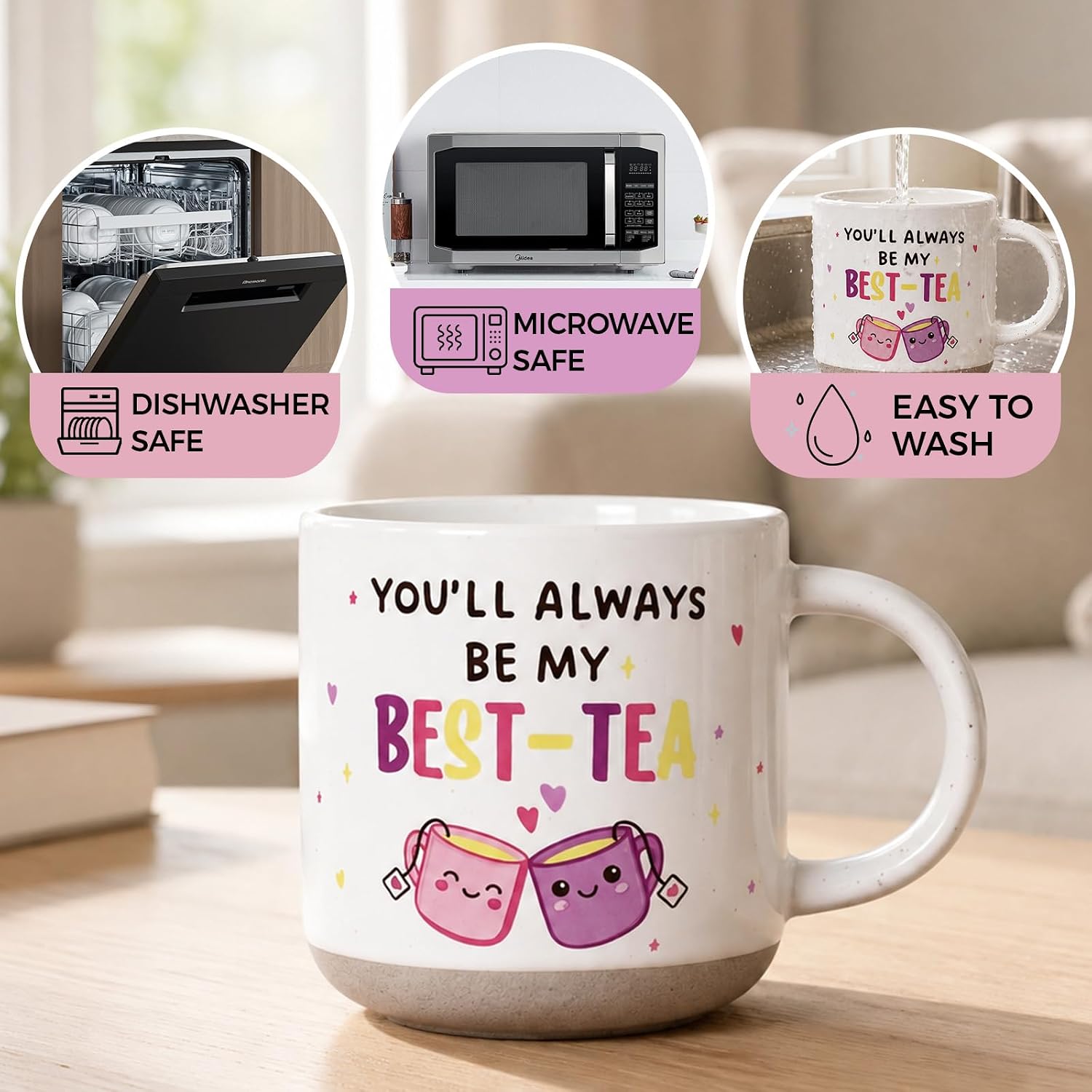 Best Friend Birthday Gifts for Women – You'll Always Be My Best-Tea Cute Ceramic Coffee Mug Gift for Bestie, BFF or Soul Sister, Friendship Gifts for Women Valentine's Day, Galentine's, 12.8oz