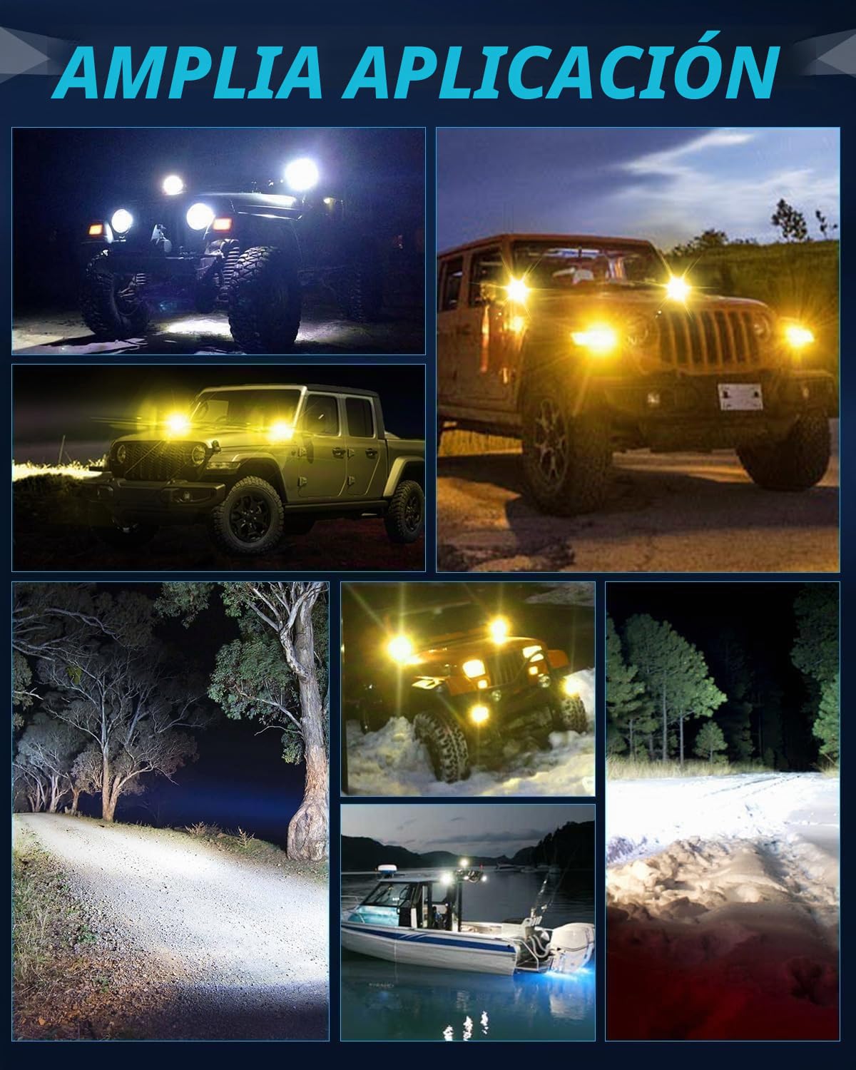 CO LIGHT Paquete de 2 faros antiniebla LED para motocicleta, 60 W, ámbar/amarillo, blanco, dos tonos, luces auxiliares de trabajo todoterreno con arnés de cableado, compatible con motocicleta, coche