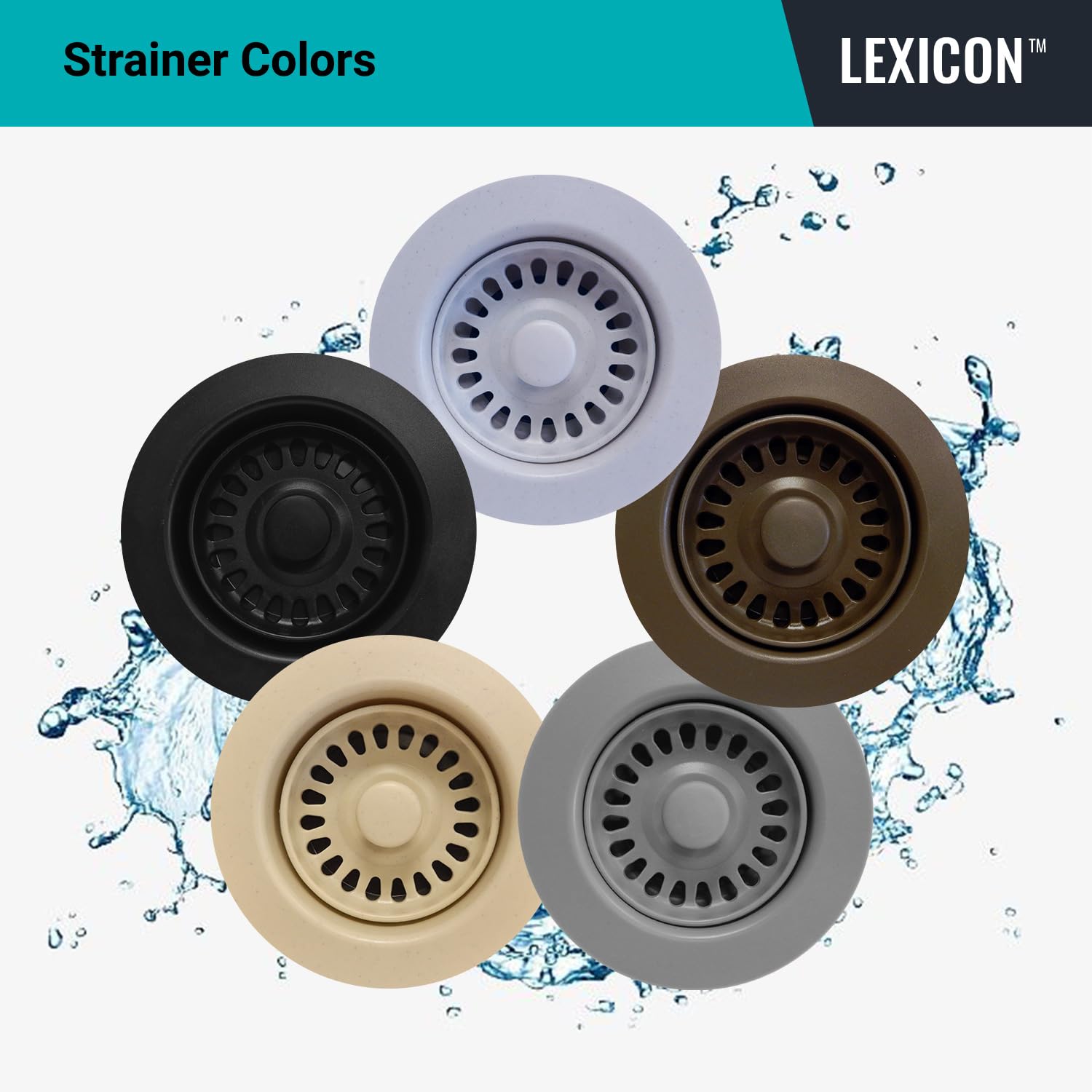 Lexicon Quartz Kitchen Sink Strainer with Decorative Matte Black
