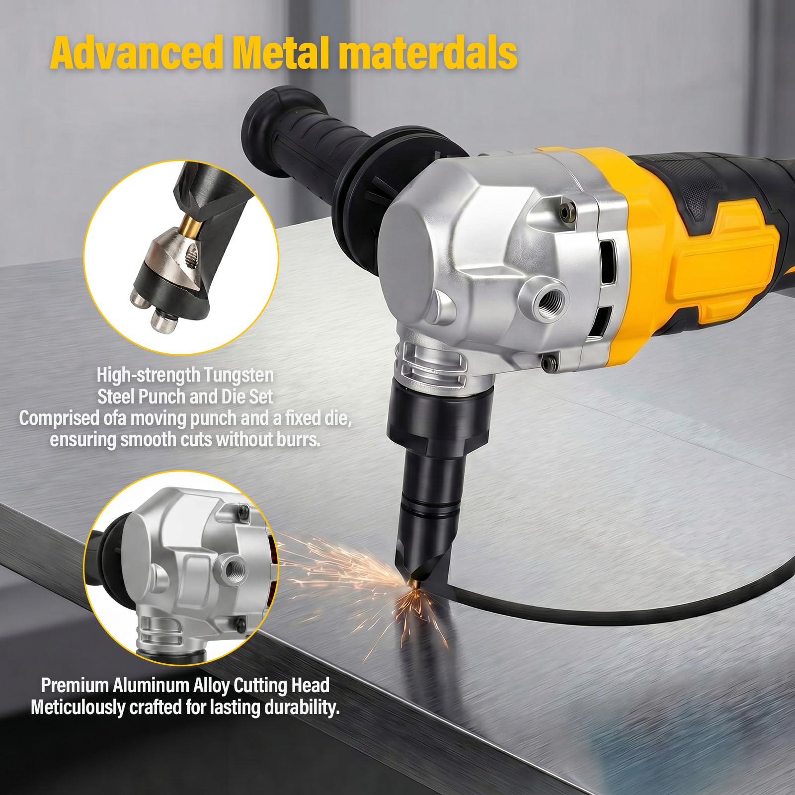 Blechknabber, Akkubetriebener Metallknabber Kompatibel mit Dewalt 18V Akku, Akku Knabber, Blechnibbler Aufsatz, 1900SPM, 950W, 3 Stufige Bürstenlose Elektro-Metallschere Blechknabber