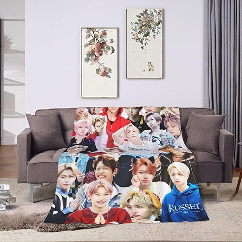 Miniatura 7 de Manta Stray Kids Lee Felix suave y cómoda de lana polar para sofá, oficina, coche, camping, yoga, viajes, decoración del hogar, acogedora manta de