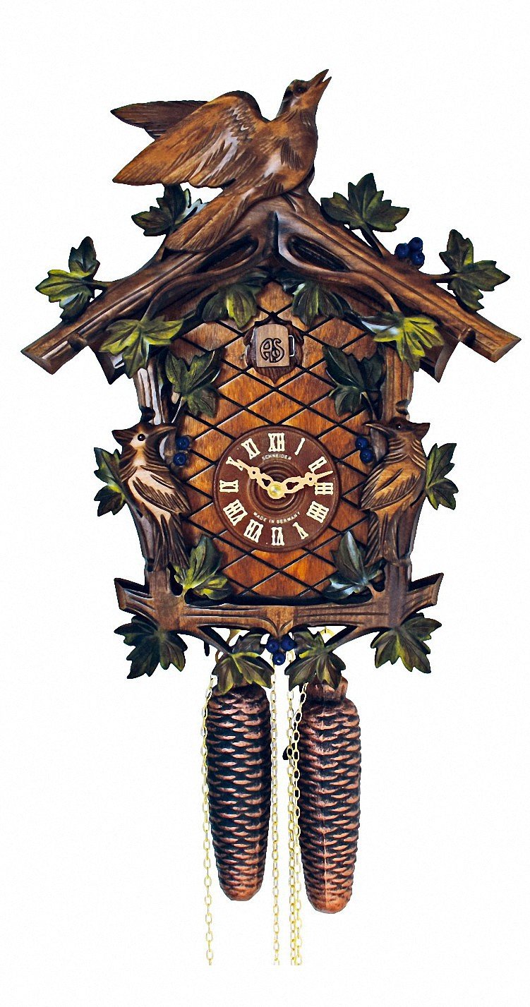 Cuckoo Clock - 8-Day Traditional with Birds & Berries - Schneider