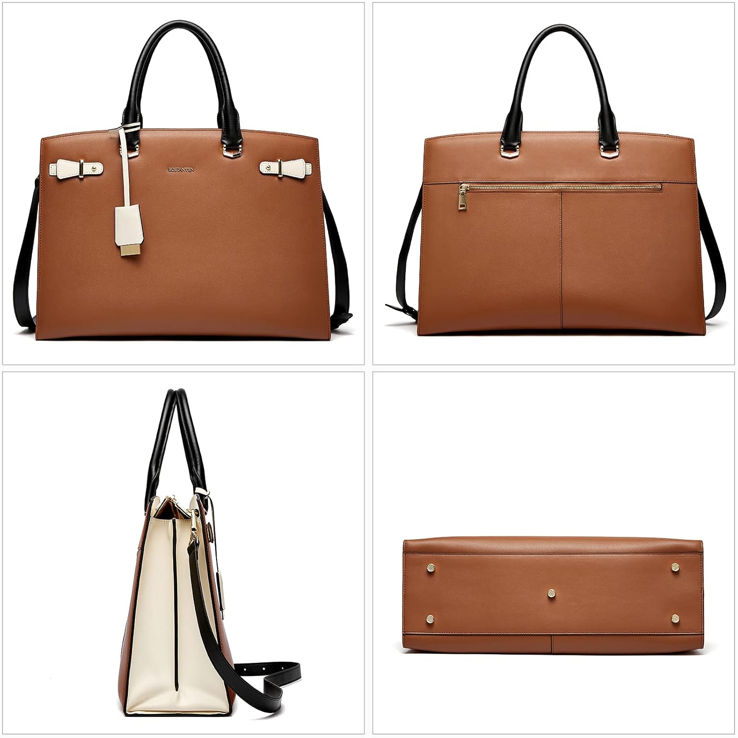 BOSTANTEN Briefcase for Women 15.6 Inch Genuine Leather Laptop Briefcase Shoulder Work Tote Bag Purse - Image 8