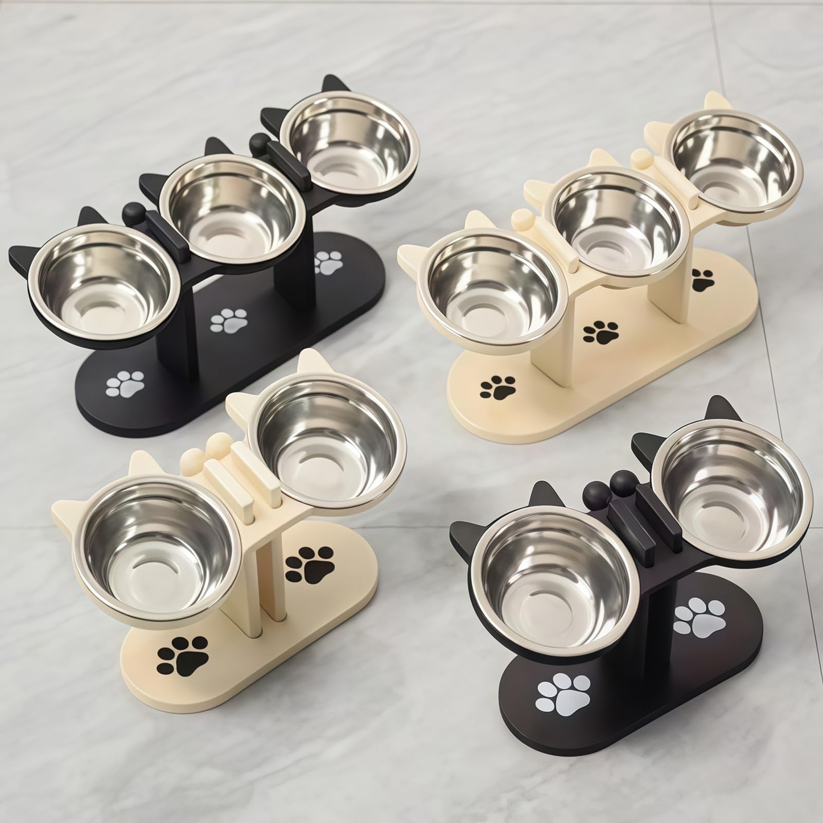 Mangiatoia per animali rialzata con doppie ciotole per acqua alimentare, design anti-vomito Mangiatoia per animali anti-vomito per cani e gatti