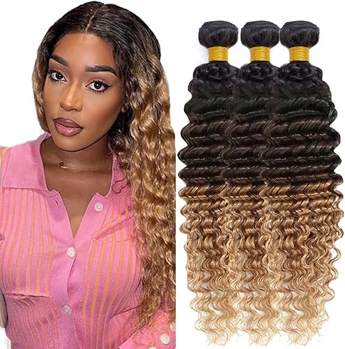 28 30 32 Inch Ombre Bundles Human Hair Color #27 Deep Wave B