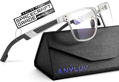 Miniatura 28 de ANYLUV Gafas de bloqueo de luz azul para hombre, gafas de juegos de computadora, ligeras, de metal Al-Mg, protección ocular antifatiga ocular