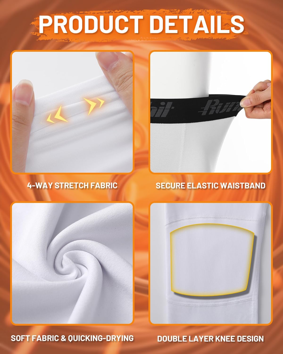 Runhit Boys Compression Leggings Fleece Lined - Youth Sports Tights Kids Thermal Base Layer Pants Cold Weather Gear - Image 3