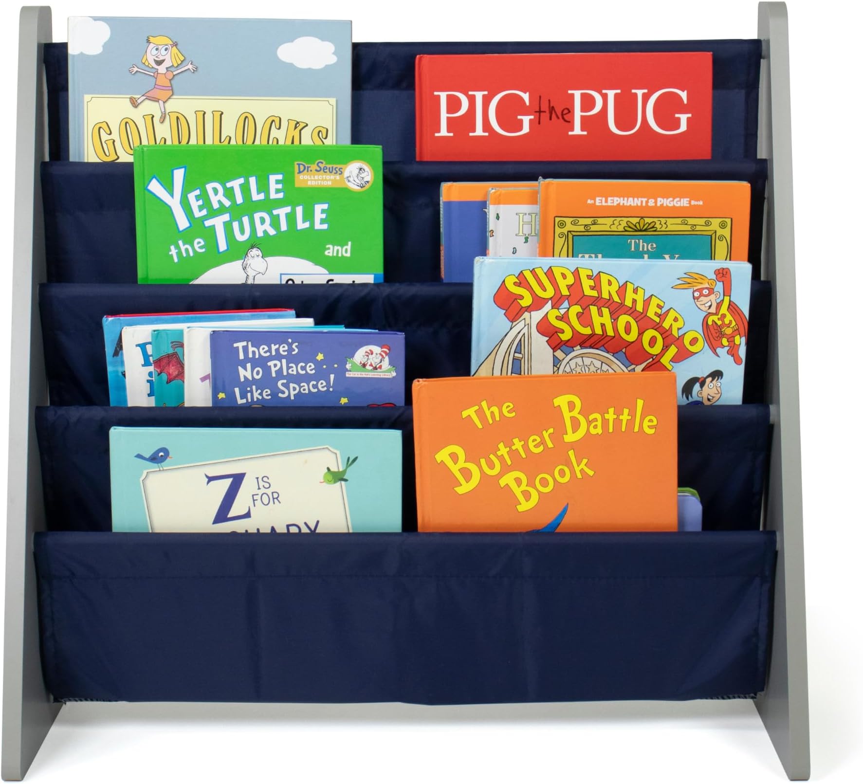 Humble Crew Book 4 shelves Organizer Kids Bookshelf, Grey/Navy