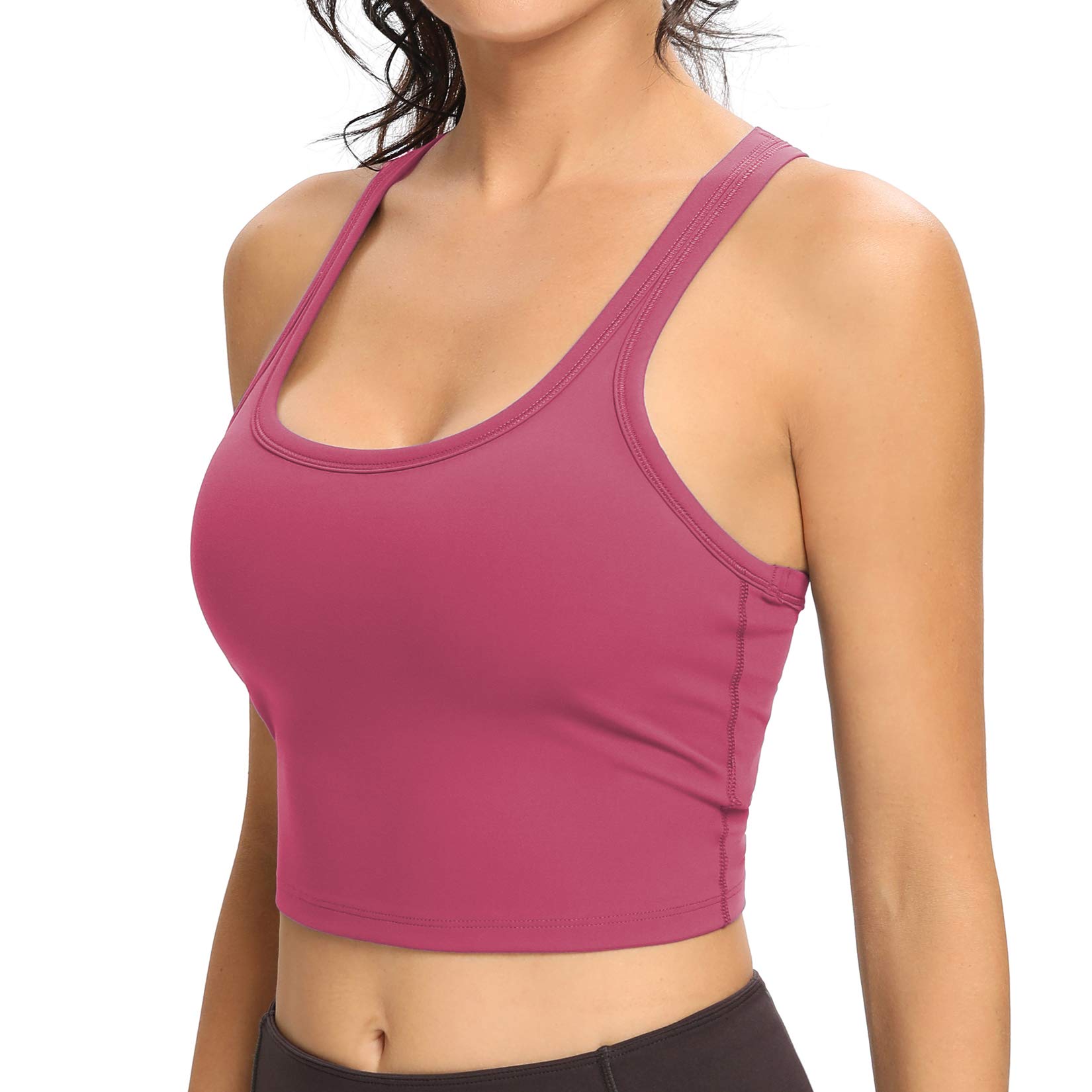 Lemedy Women Racerback Sports Bra Removable Padded Workout Yoga Crop Tank Top