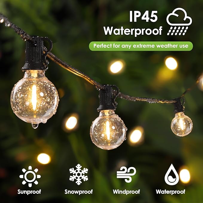 100Ft Luces de Cadena LED Exterior Regulables Impermeables miniatura 3