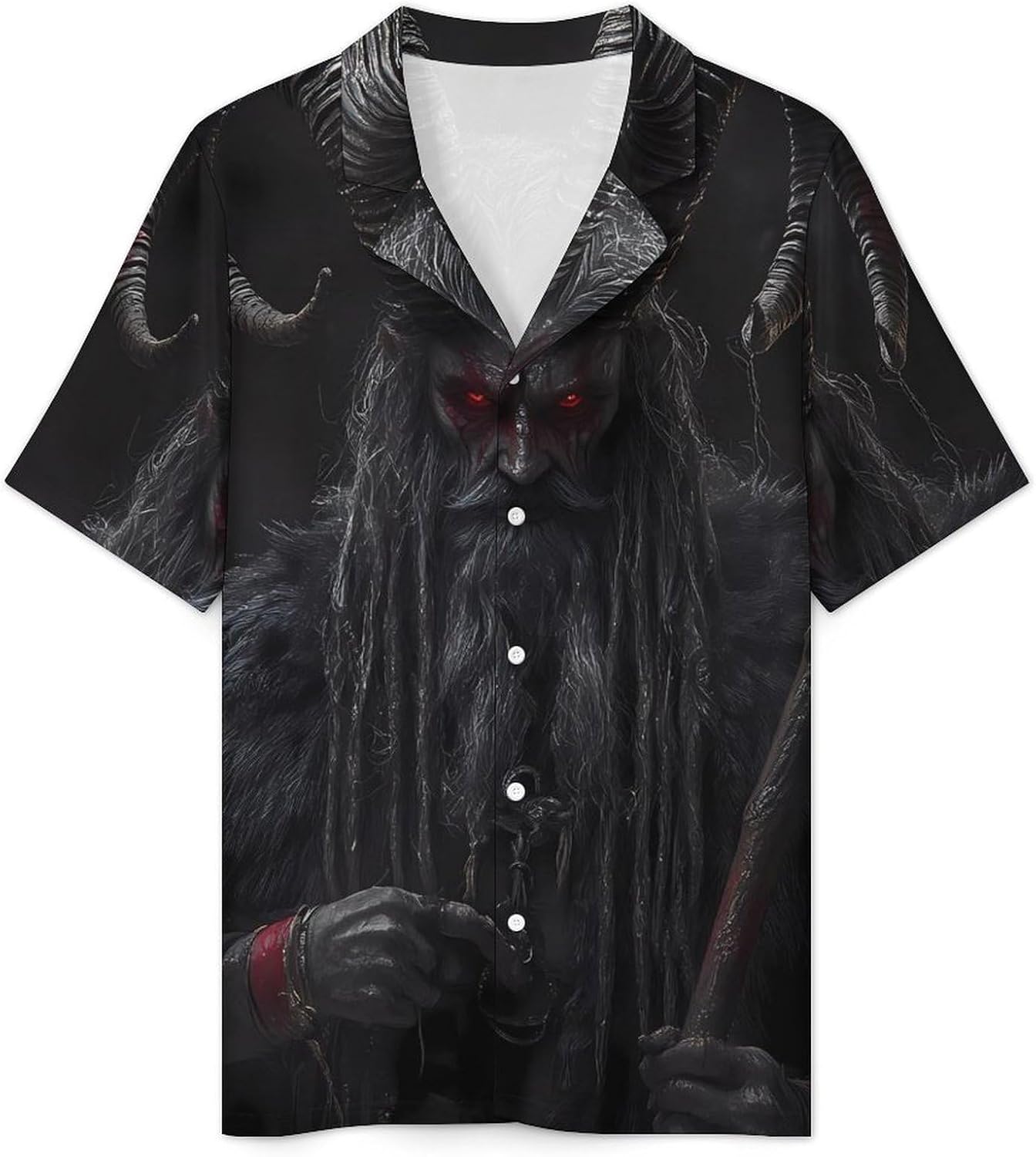 Devil Krampus Men's Short Sleeve Pajama Set Satin Silk Like Lounge Sleepwear