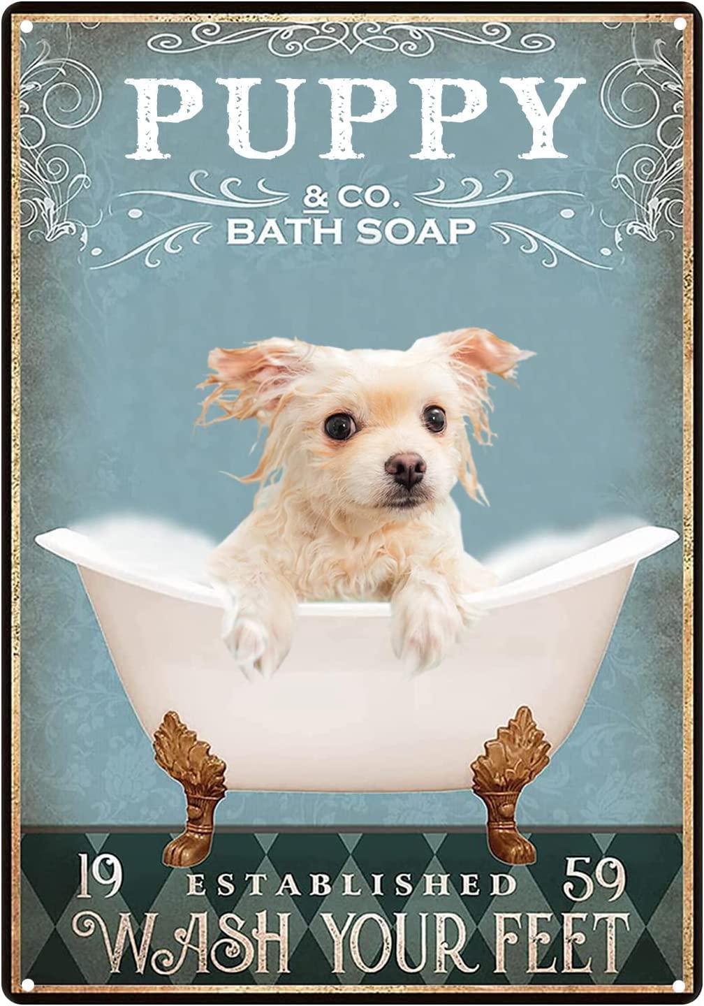 Targhe in metallo con lama da bagno e sapone Wash Your