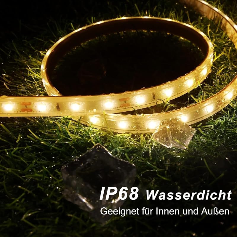 Bandă LED solară de exterior ZAIYW 15 m, IP68 rezistentă la apă, 300 LED-uri, alb cald, cu variator, telecomandă și temporizator, autoadezivă, pentru decorarea gardului de grădină